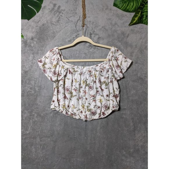 Xhilaration Tops - 🍑XHILARATION Women 100% Rayon Knit Top Cropped Floral Multicolor MEDIUM (8-10)